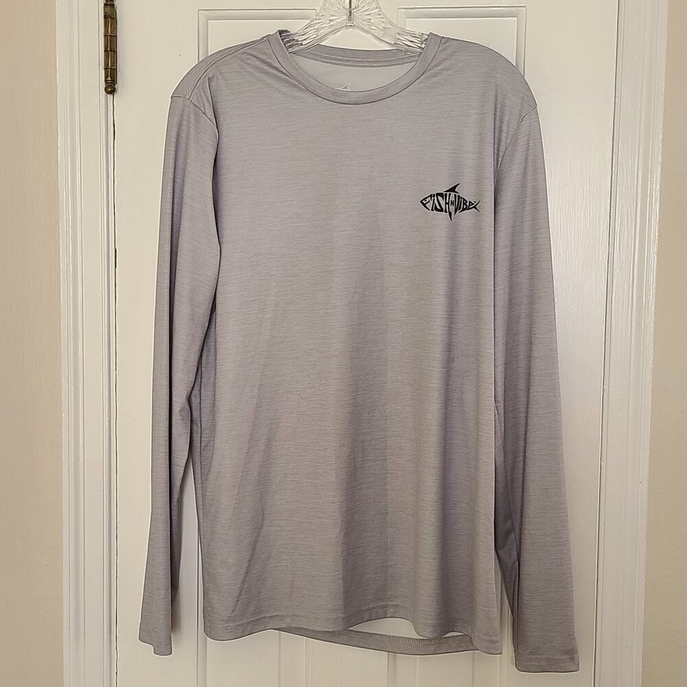 Mens FishNVibe Long Sleeved Gray Swirly Rainbow Trout Medium
